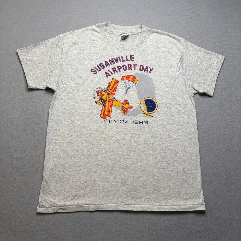 Vintage 1993 Susanville Airport Day T-Shirt Large USA Made Airplane Graphic Tee